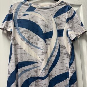 SHEIN Blue and Gray Abstract Print Top